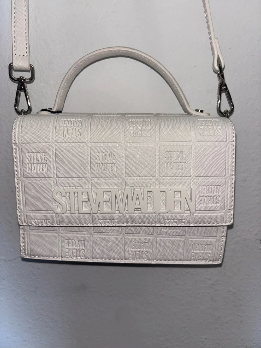 Steve Madden White Logo Embossed Crossbody